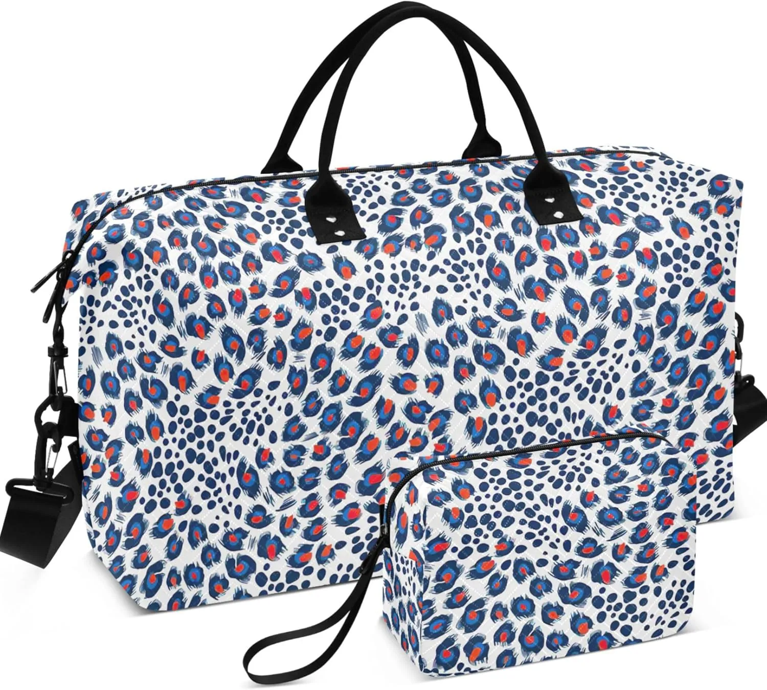 Colorful Peacock Feathers Travel Duffel Bags Toiletry Pouches Set, Modern Tote Gym Bag Weekender Bags