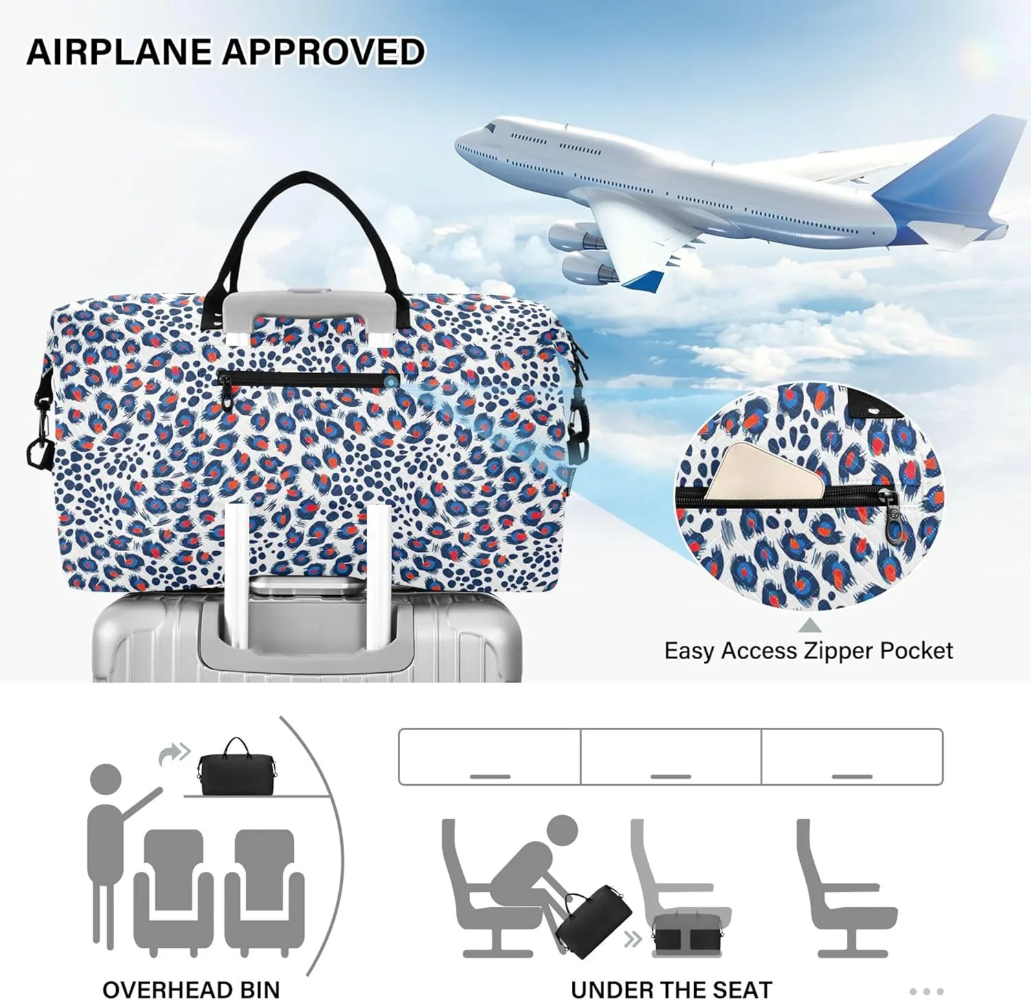 Colorful Peacock Feathers Travel Duffel Bags Toiletry Pouches Set, Modern Tote Gym Bag Weekender Bags
