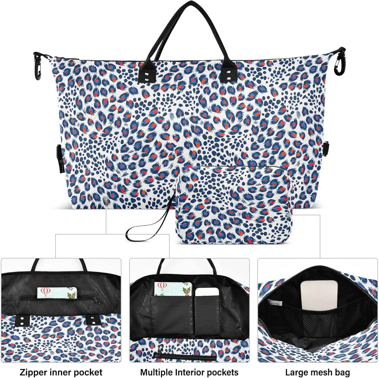 Colorful Peacock Feathers Travel Duffel Bags Toiletry Pouches Set, Modern Tote Gym Bag Weekender Bags