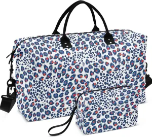 Colorful Peacock Feathers Travel Duffel Bags Toiletry Pouches Set, Modern Tote Gym Bag Weekender Bags