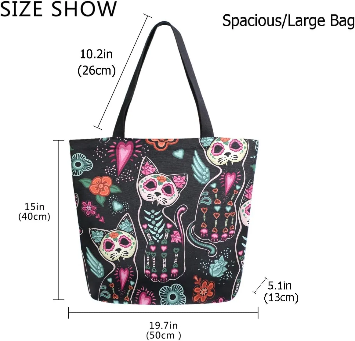Cool Printed Extra Large Shoulder Tote Bag for Beach Travel Weekender Gym Reusable Grocery Shopping