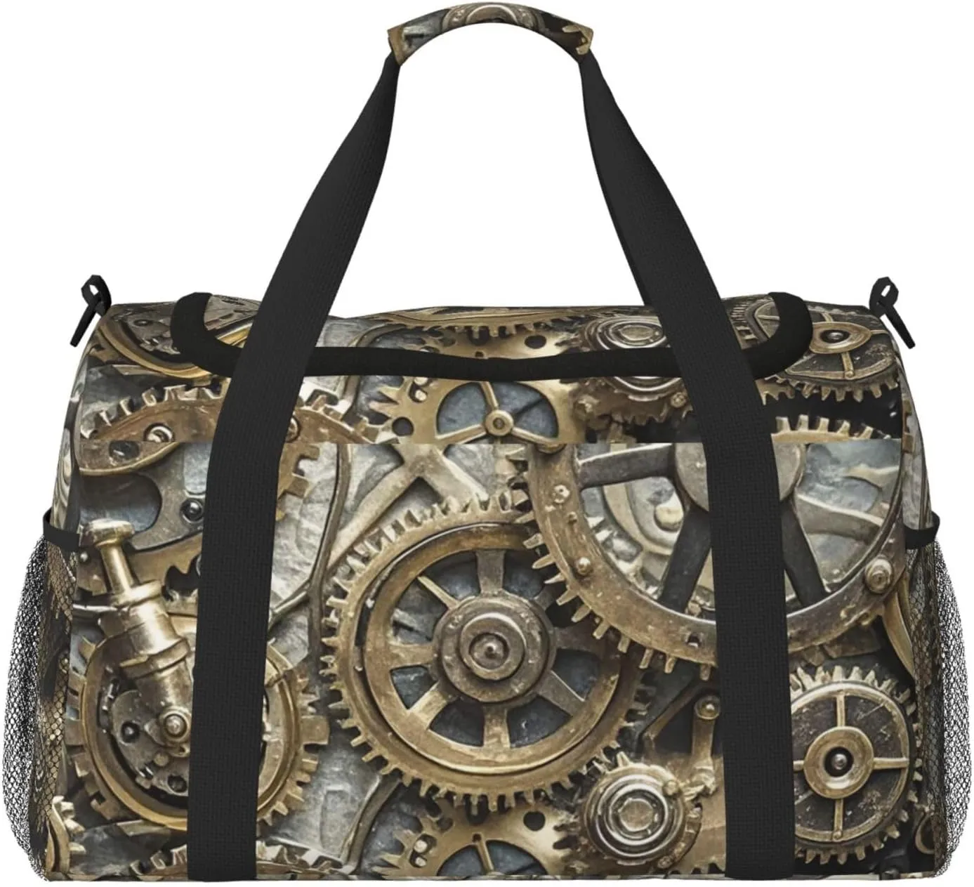 Cool Steampunk Gears Travel Duffel Bag Lightweight Waterproof Carry On Tote Bag Foldable Weekender Overnight Bags Sport Gym Bag For Women Men