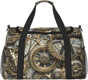 Cool Steampunk Gears Travel Duffel Bag Lightweight Waterproof Carry On Tote Bag Foldable Weekender Overnight Bags Sport Gym Bag For Women Men