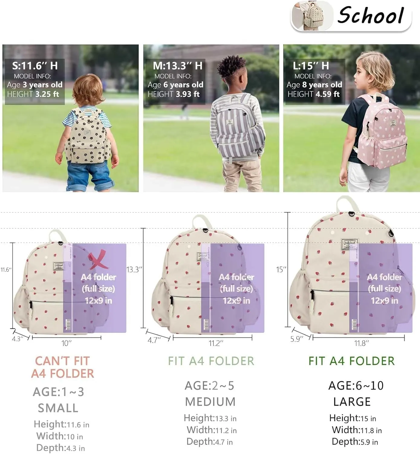 Corduroy Kids Backpack for Boys 6-10: Boys Girls Backpacks for Elementary Kindergarten 15” H Fit Folder