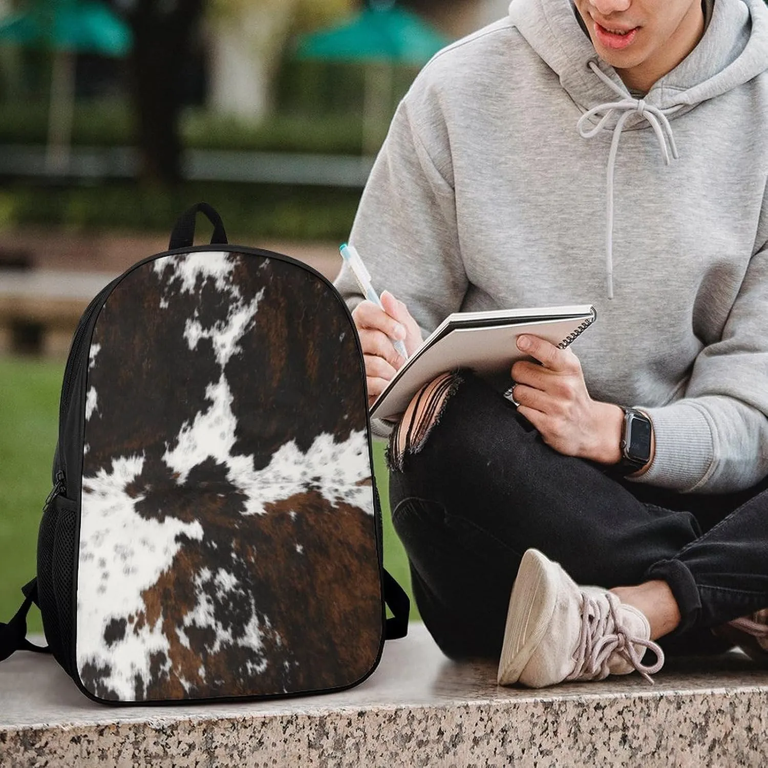 Cowhide, Cow SkinPrint Pattern Backpack Lightweight Waterproof Backpacks Laptop Backpack for Unisex Casual Travel Daypacks Large Capacity
