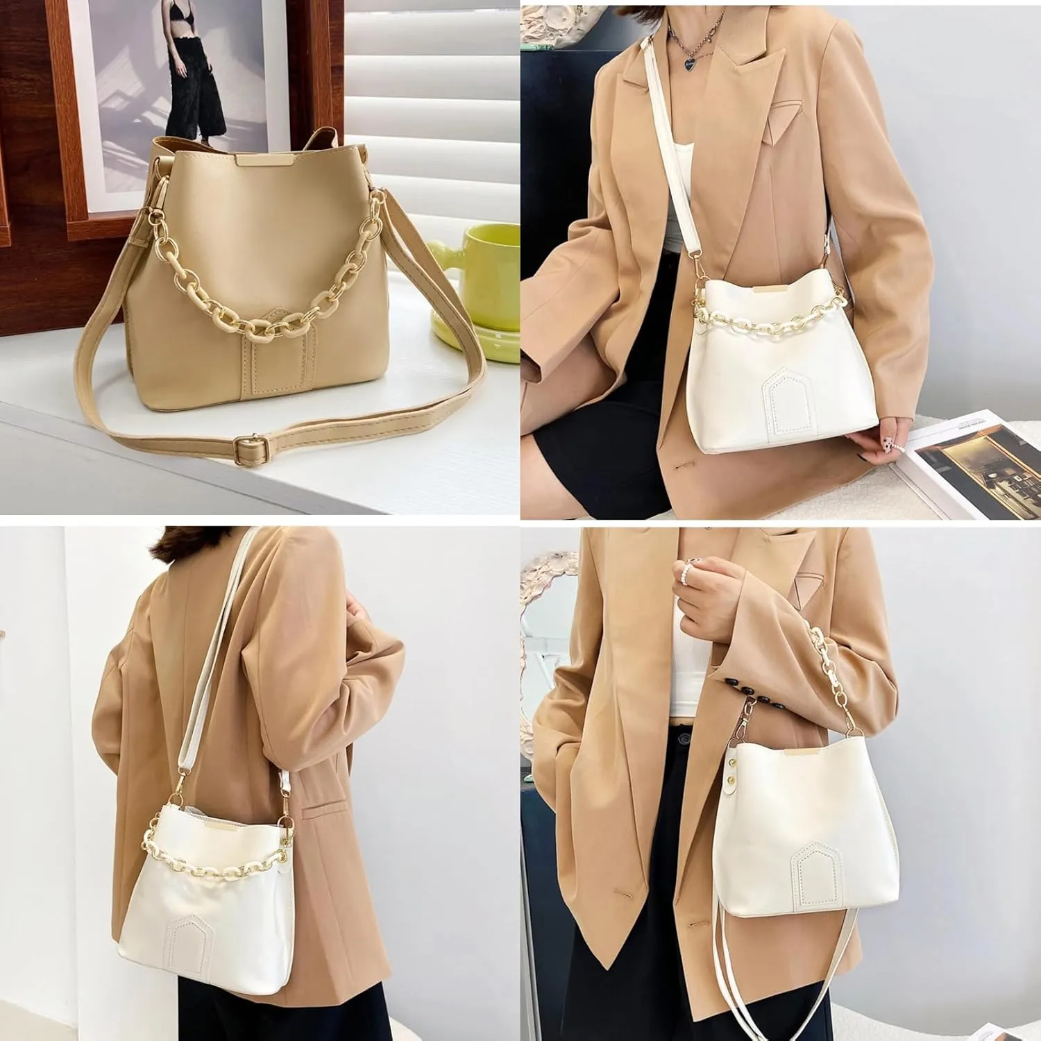 Crossbody Bags for Women PU Leather Tote Bag Trendy Cross Body Purse Shoulder Bag with Adjustable Strap Handbags