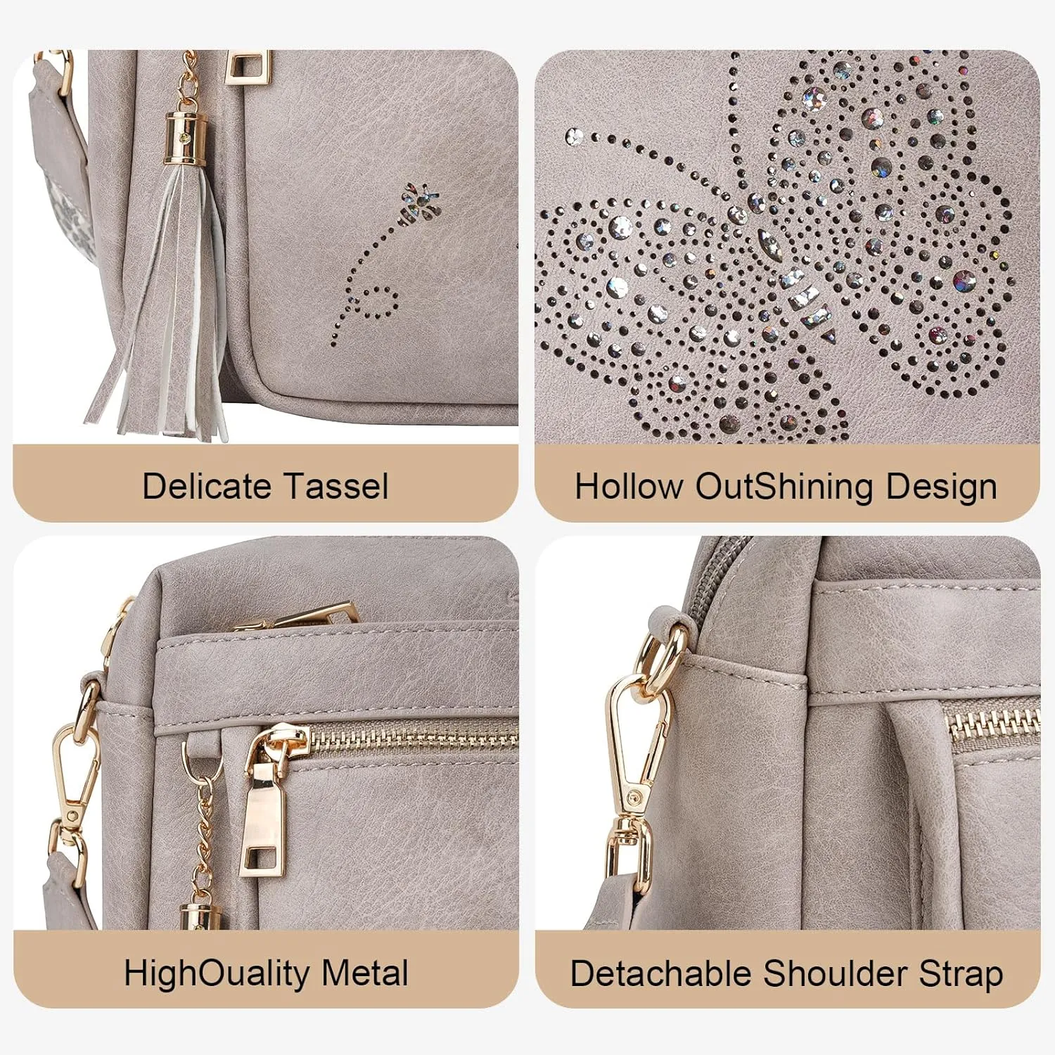 Crossbody Bags for Women Trendy Leather Crossbody Purse Shoulder Handbags Butterfly Design