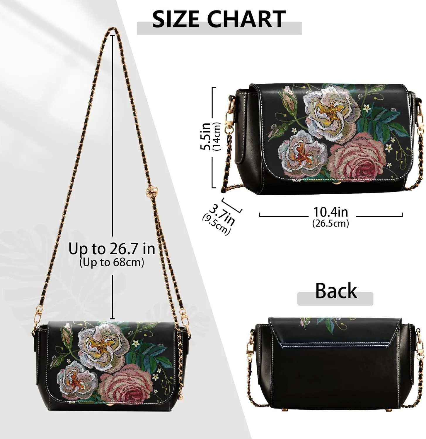 Crossbody Bags for Women Trendy Women's Black Shoulder Bag Small PU Leather Flap Cross Body Bag Handbags