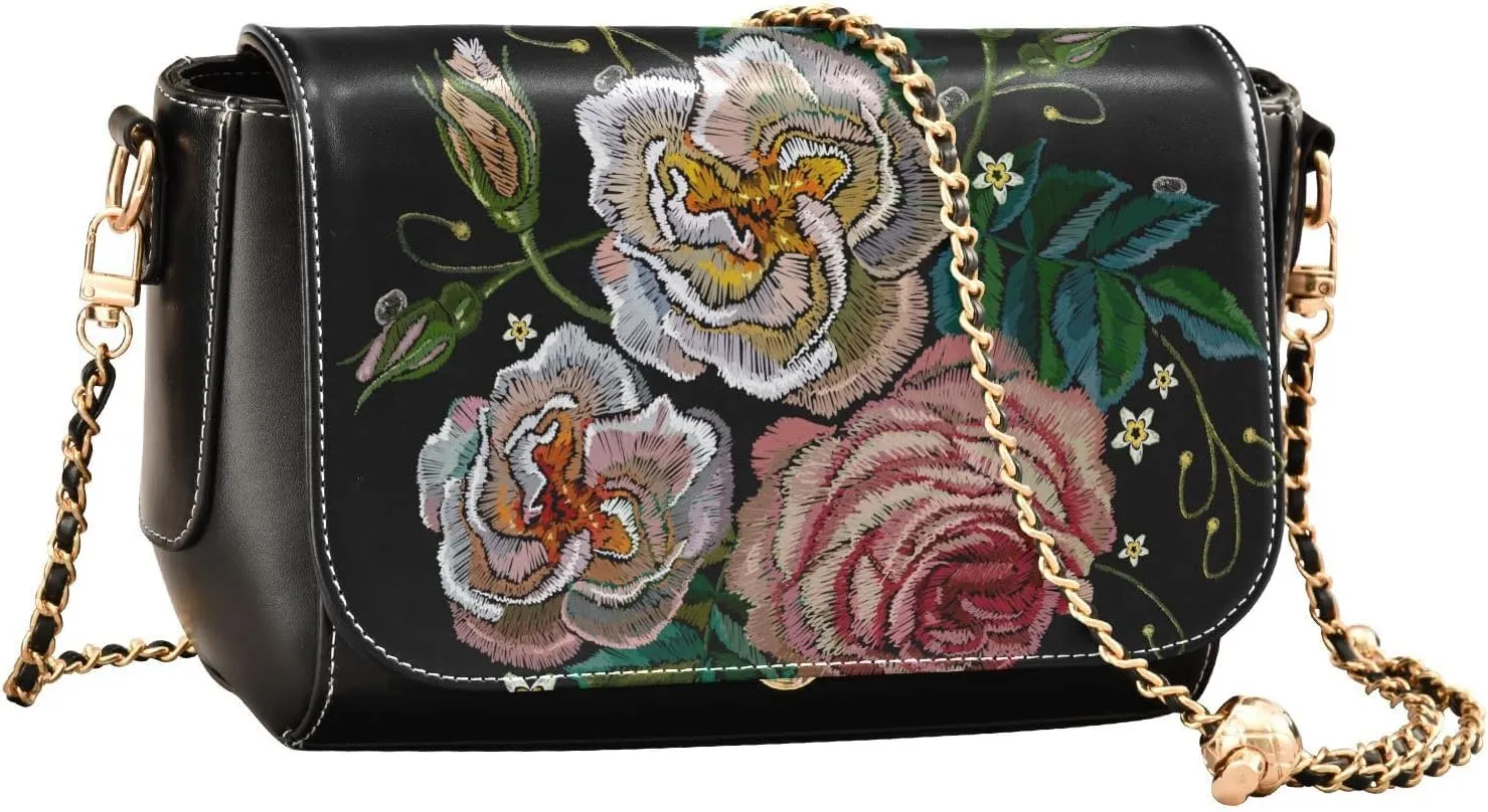 Crossbody Bags for Women Trendy Women's Black Shoulder Bag Small PU Leather Flap Cross Body Bag Handbags
