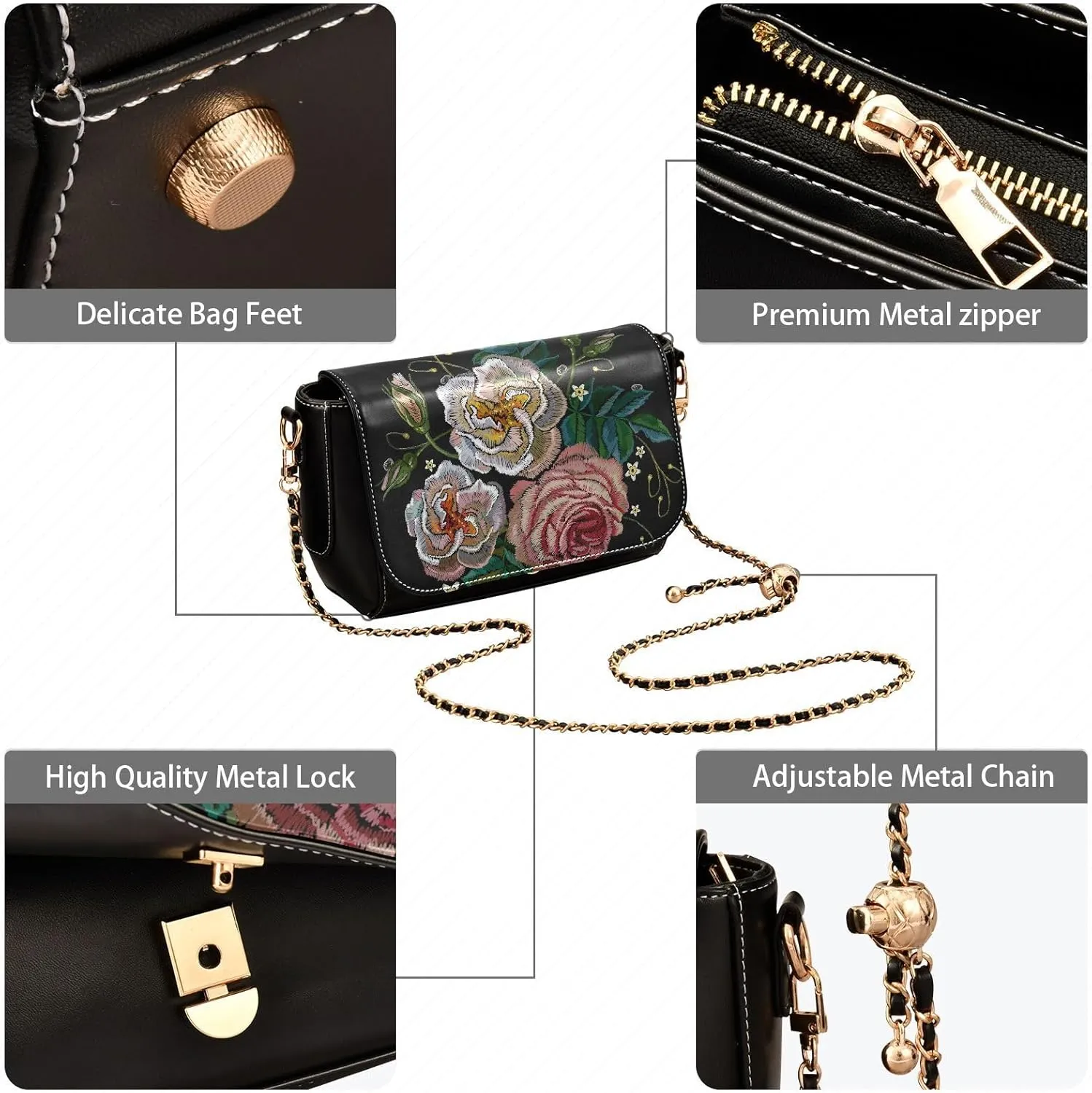 Crossbody Bags for Women Trendy Women's Black Shoulder Bag Small PU Leather Flap Cross Body Bag Handbags
