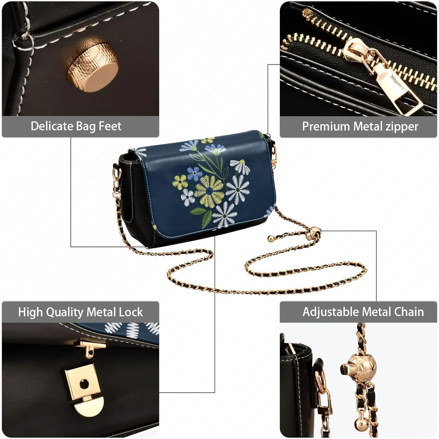 Crossbody Bags for Women Trendy Women's Black Shoulder Bag Small PU Leather Flap Cross Body Bag Handbags