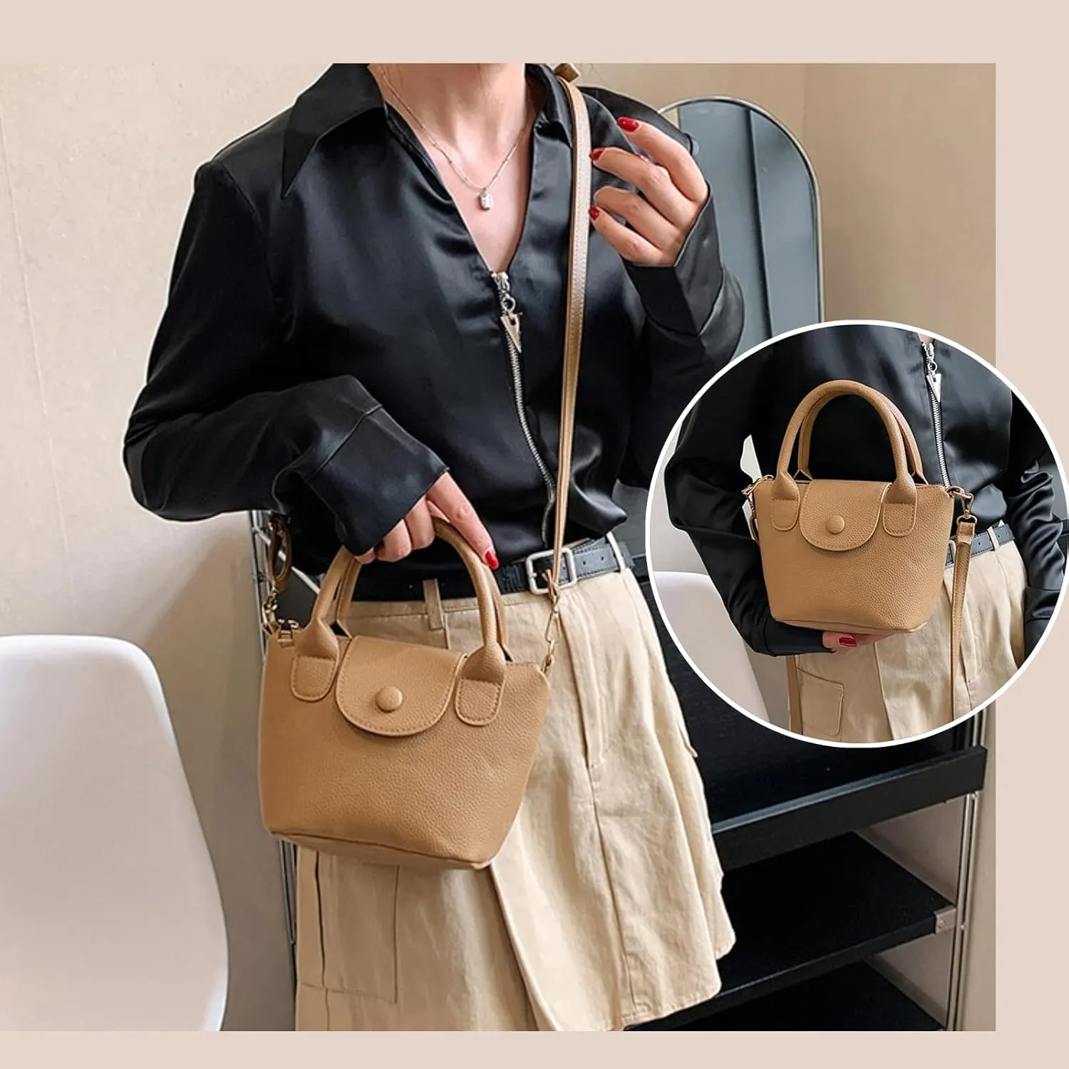 Crossbody Bags For Women with Adjustable Strap PU Leather Shoulder Bag Trendy Tote Bag Small Handbags Purse