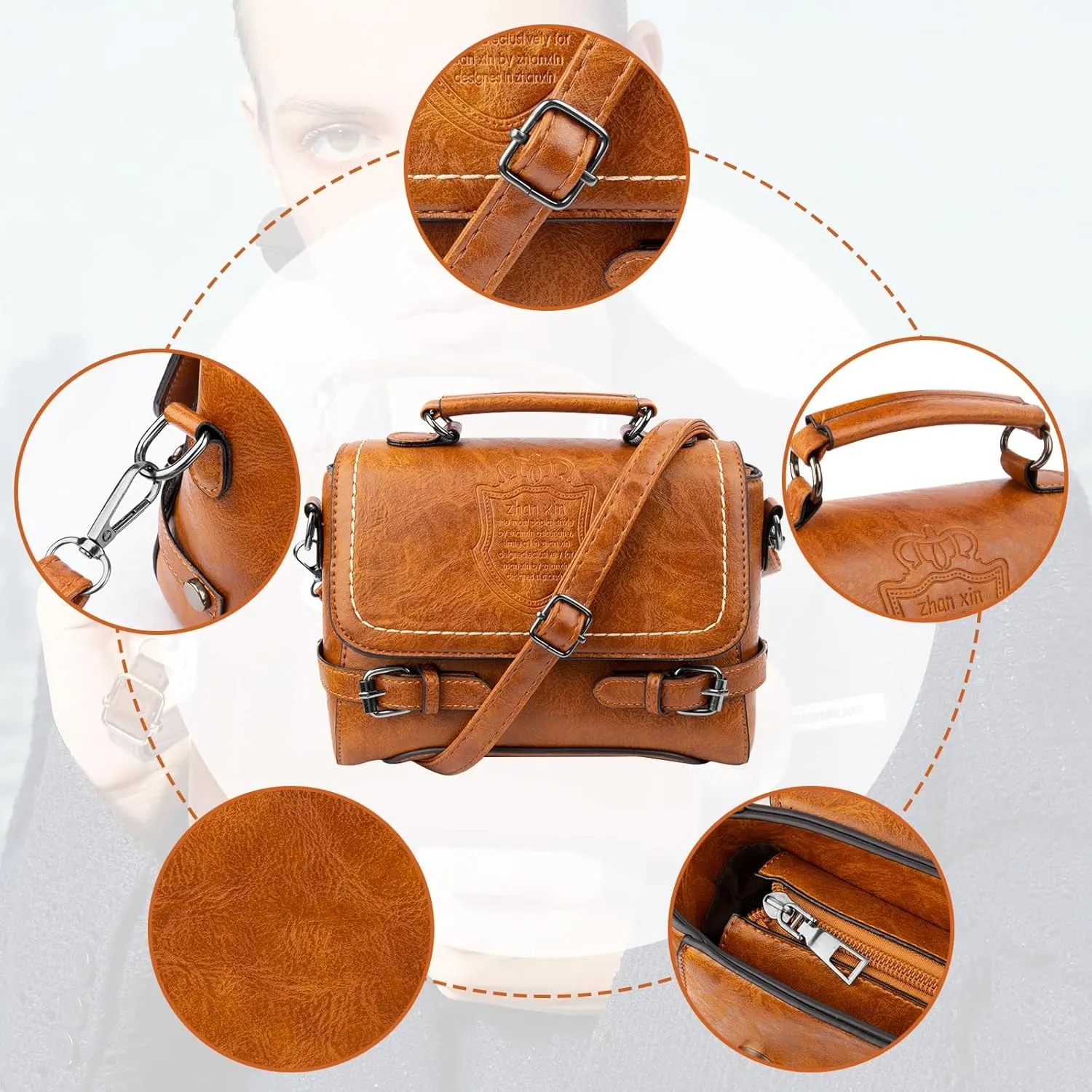 Crossbody Purses for Women, Cute Soft PU Leather Small Purse Handbags, Trendy Tote Clutch Purses Ladies Shoulder Bag