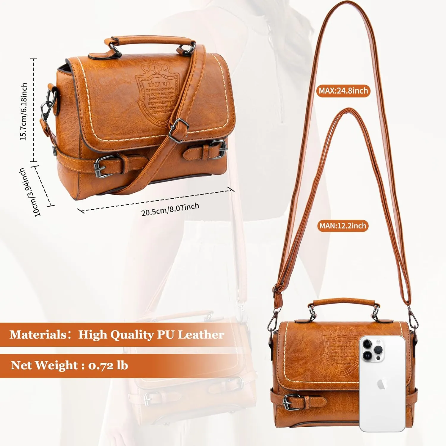 Crossbody Purses for Women, Cute Soft PU Leather Small Purse Handbags, Trendy Tote Clutch Purses Ladies Shoulder Bag