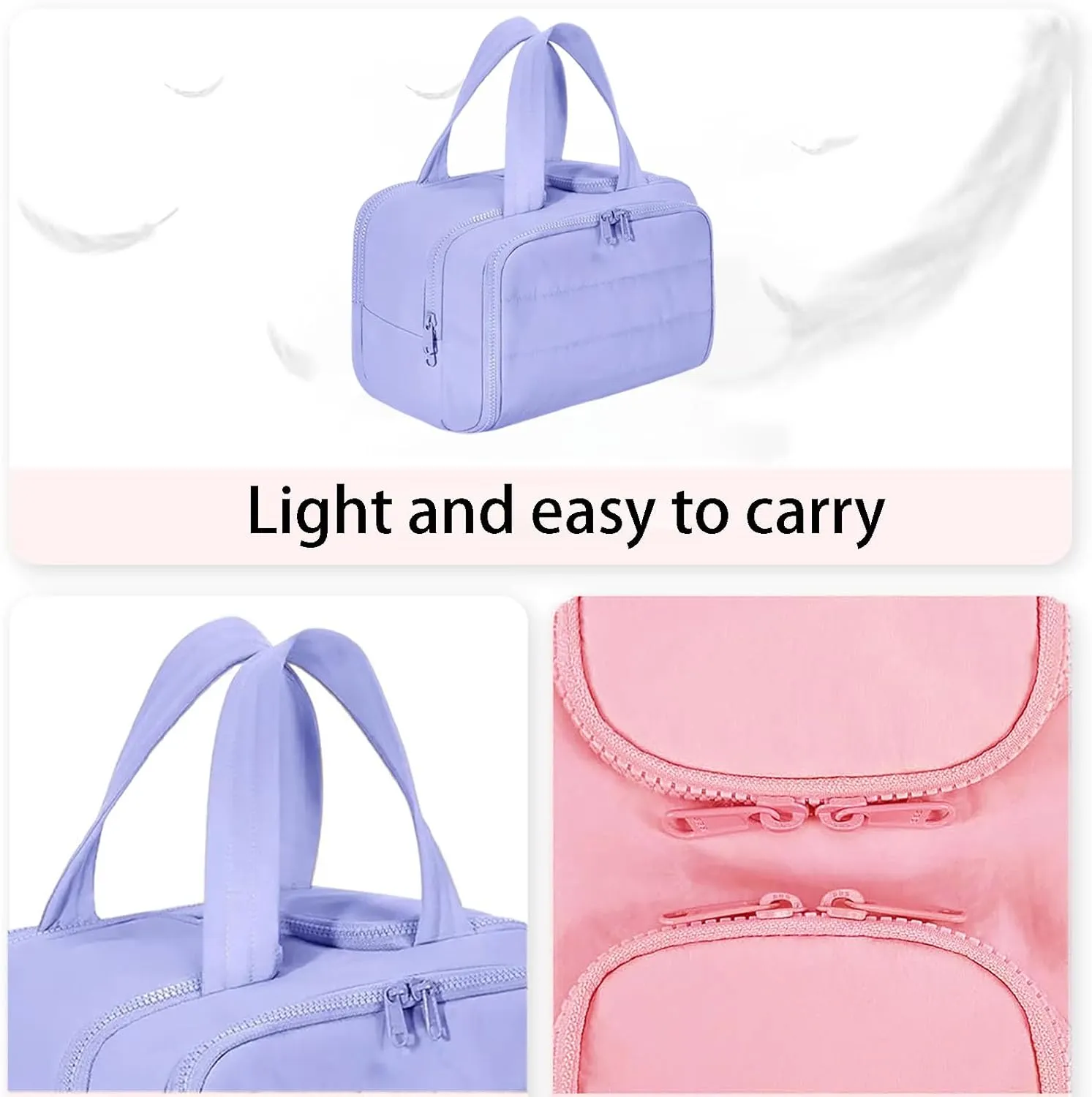 Curetoawayz Travel Cosmetic Bag, Large Capacity Wide-Open Travel Cosmetic Bag, With 4 Compartments, Waterproof/Portable/Wet and Dry Separation (Yellow)