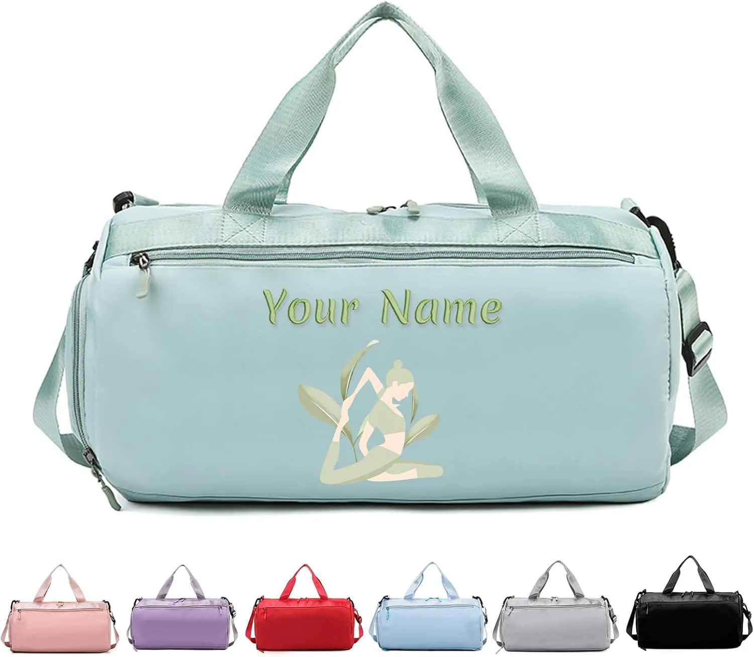 Custom Embroidered Sports Bag with Wet and Dry Pockets, Personalized Text Gym Duffel, Weekender Travel Duffel Holdall with Shoe Compartment and Shoulder Straps for Travel and Sports Lovers