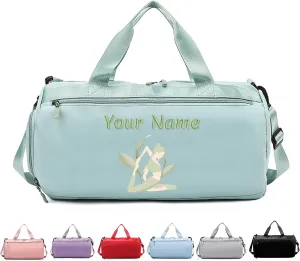 Custom Embroidered Sports Bag with Wet and Dry Pockets, Personalized Text Gym Duffel, Weekender Travel Duffel Holdall with Shoe Compartment and Shoulder Straps for Travel and Sports Lovers