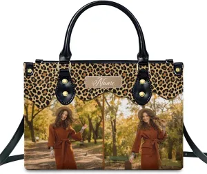 Custom Handbag for Women - Leather Tote Bag with Name, Photo for Mom, Teacher - Fashion Gifts for Birthday, Wedding