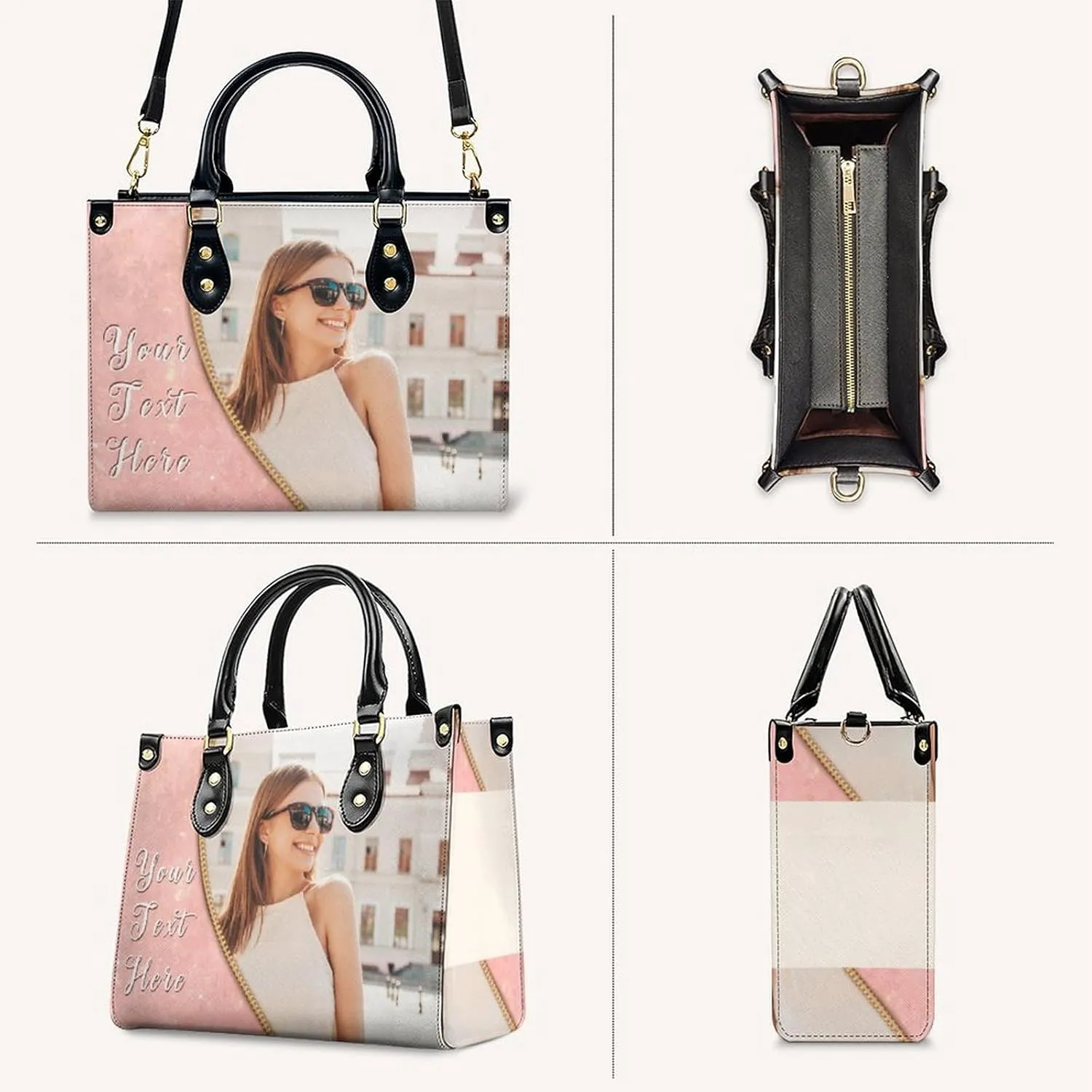 Custom Handbag for Women - Leather Tote Bag with Name, Photo for Mom, Teacher - Fashion Gifts for Birthday, Wedding