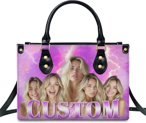 Custom Handbag for Women - Leather Tote Bag with Name, Photo for Mom, Teacher - Fashion Gifts for Birthday, Wedding