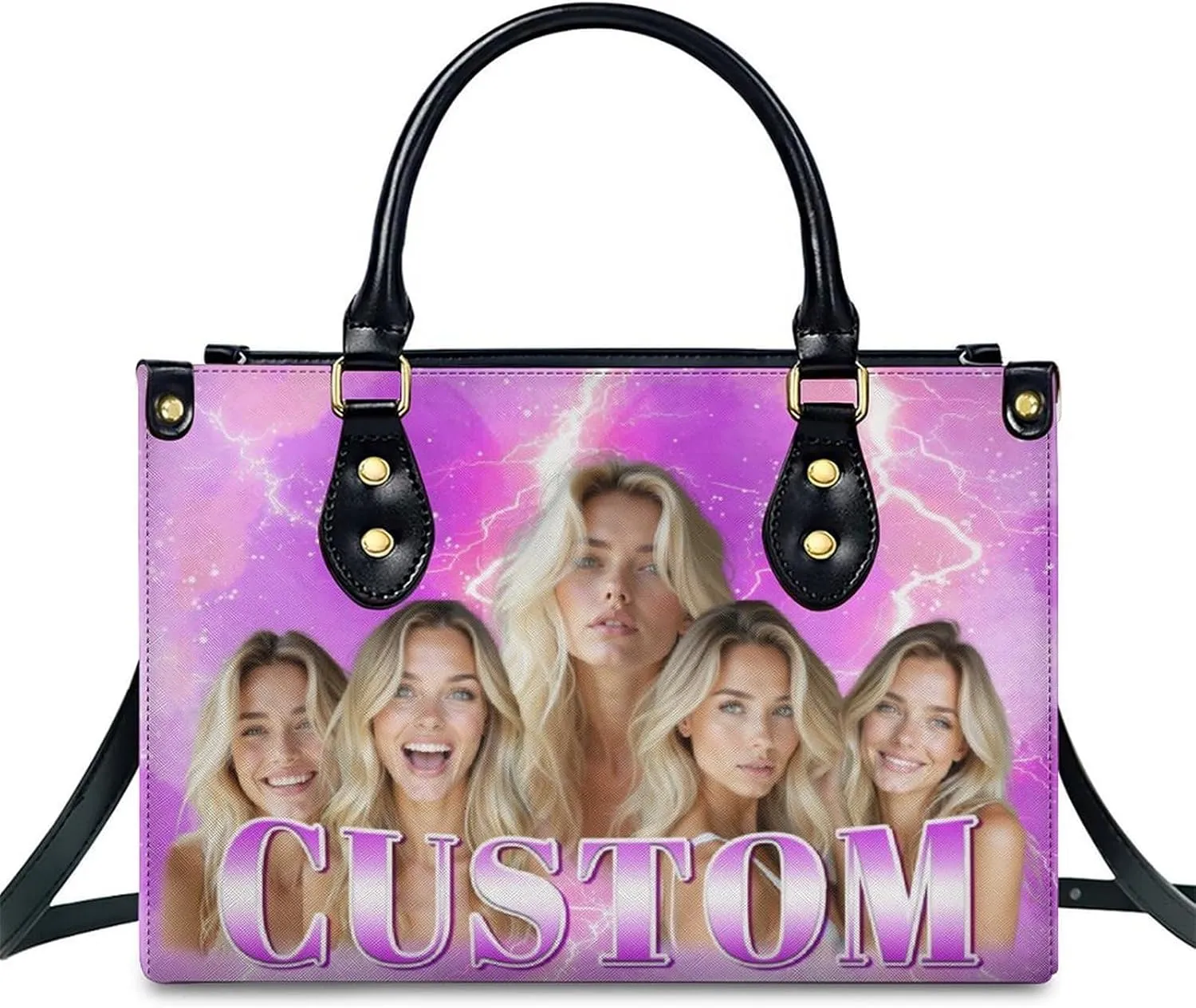Custom Handbag for Women - Leather Tote Bag with Name, Photo for Mom, Teacher - Fashion Gifts for Birthday, Wedding