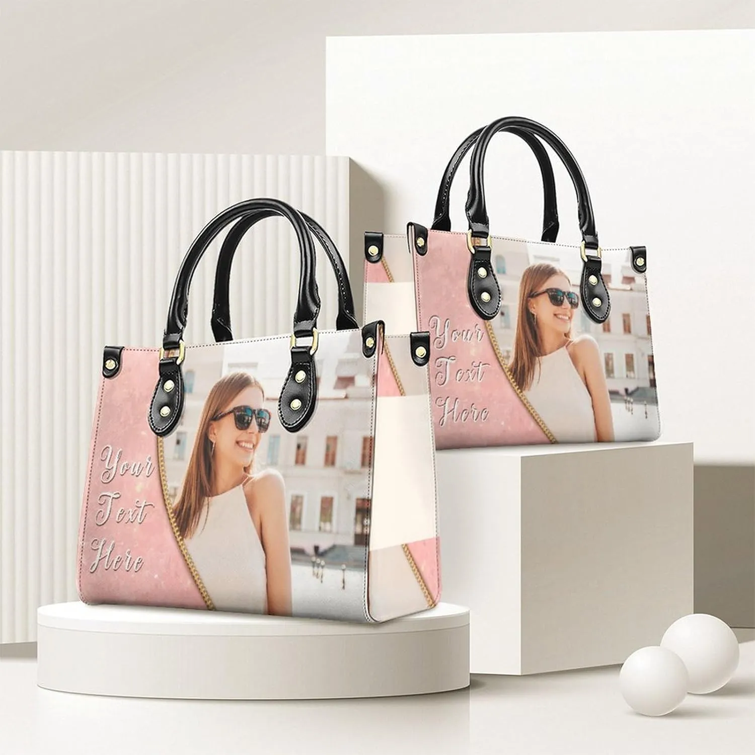 Custom Handbag for Women - Leather Tote Bag with Name, Photo for Mom, Teacher - Fashion Gifts for Birthday, Wedding