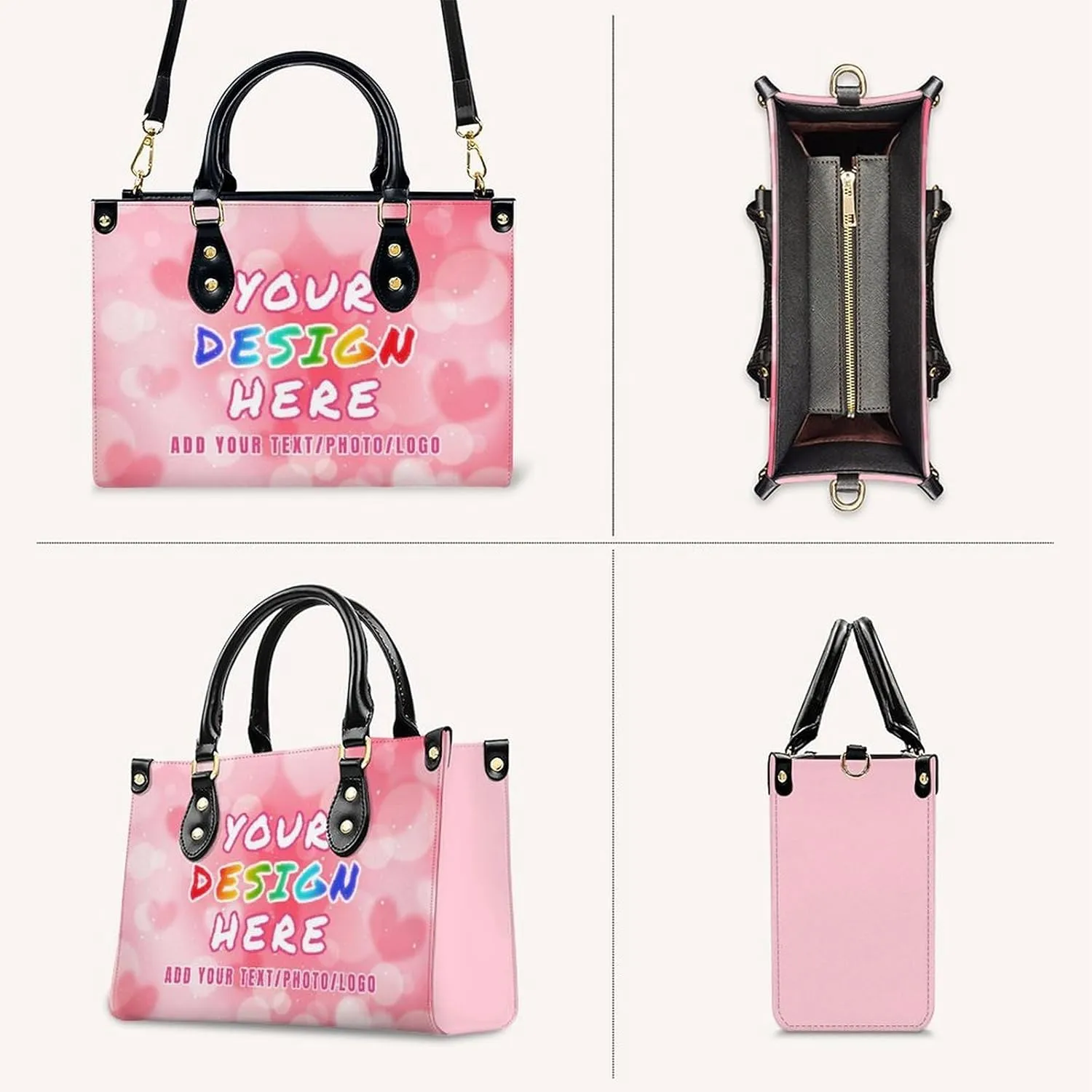 Custom Handbag for Women - Leather Tote Bag with Name, Photo for Mom, Teacher - Fashion Gifts for Birthday, Wedding