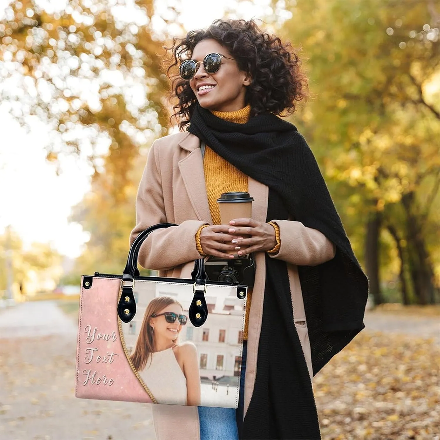 Custom Handbag for Women - Leather Tote Bag with Name, Photo for Mom, Teacher - Fashion Gifts for Birthday, Wedding