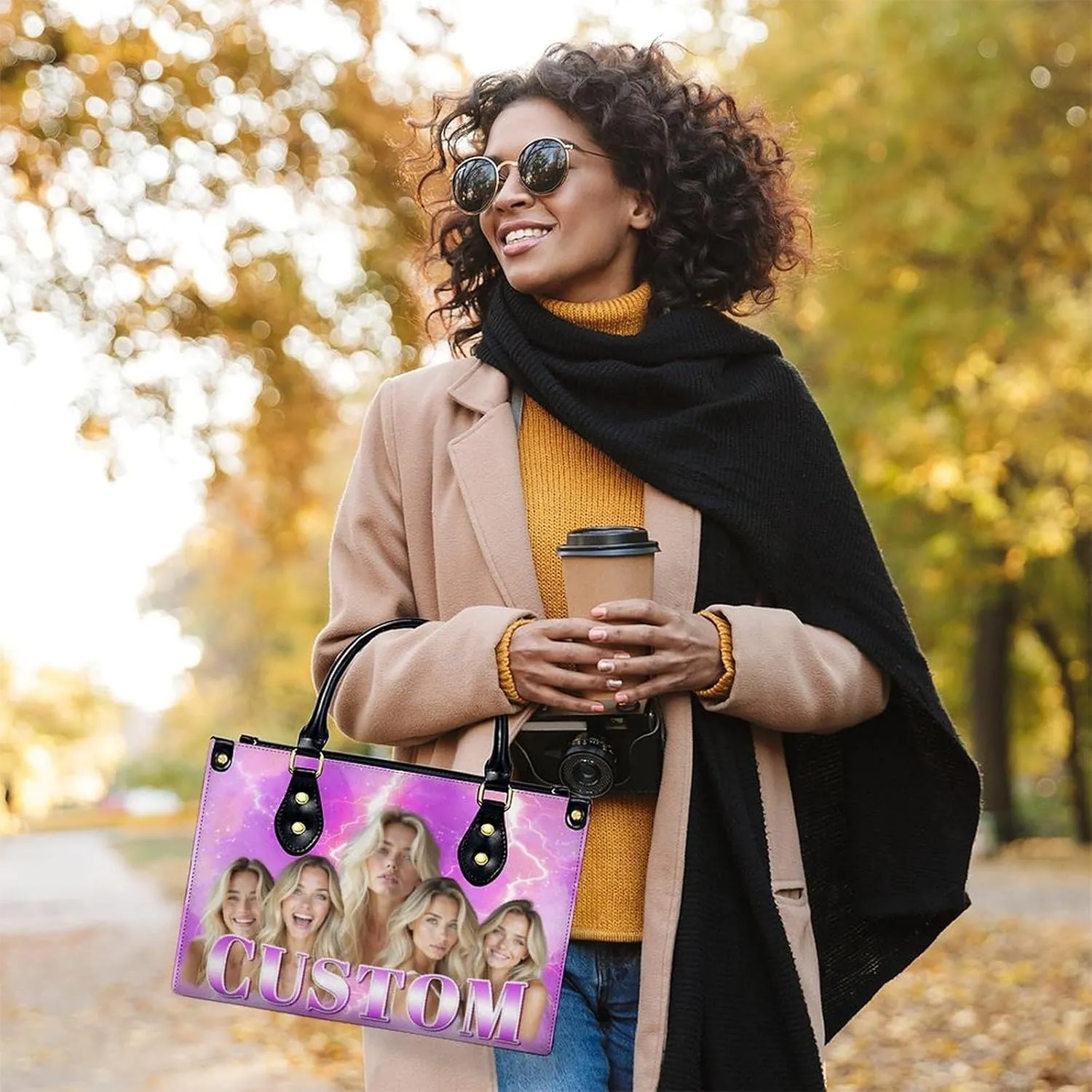 Custom Handbag for Women - Leather Tote Bag with Name, Photo for Mom, Teacher - Fashion Gifts for Birthday, Wedding