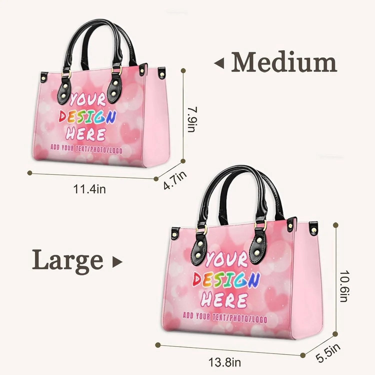 Custom Handbag for Women - Leather Tote Bag with Name, Photo for Mom, Teacher - Fashion Gifts for Birthday, Wedding