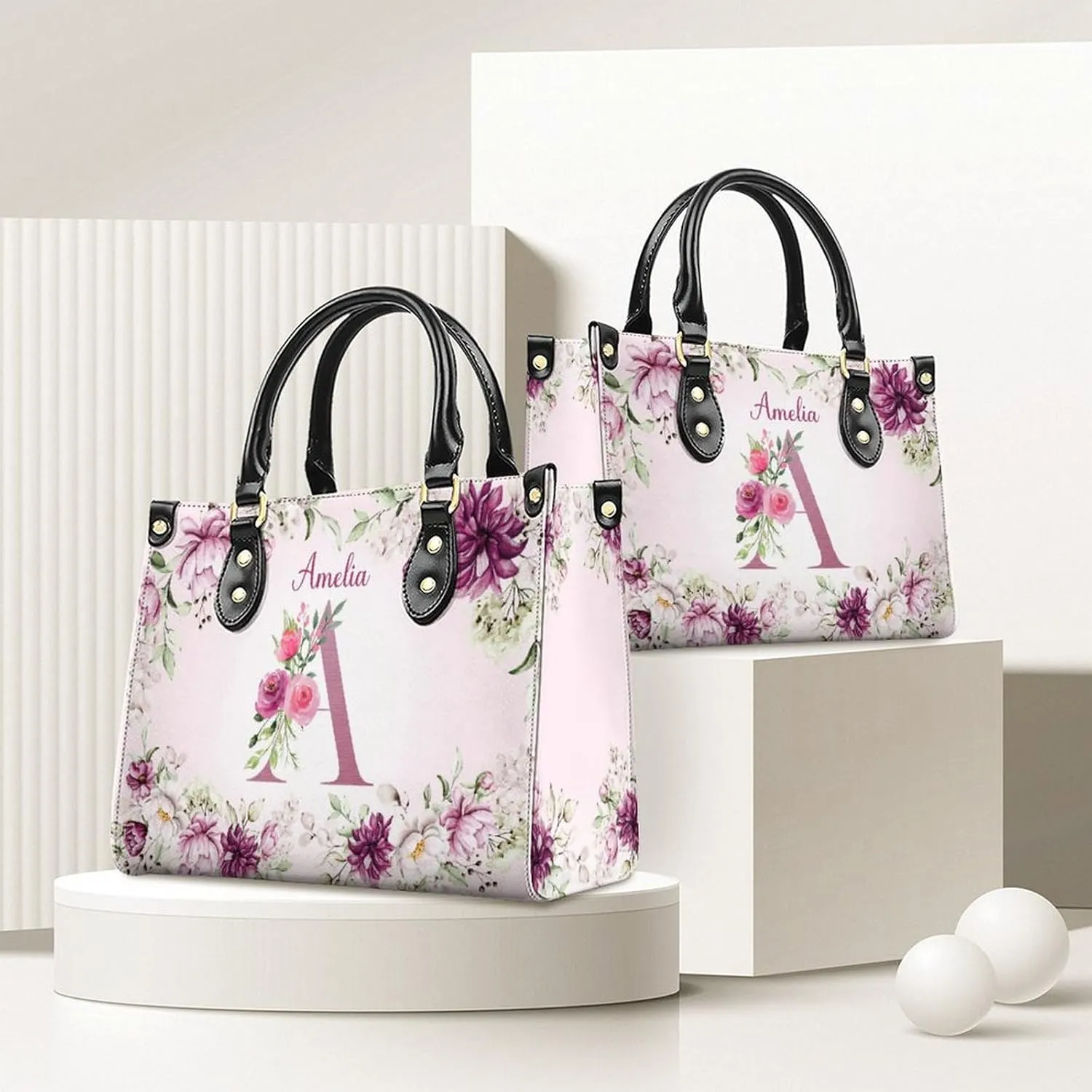Custom Handbag for Women - Leather Tote Bag with Name, Photo for Mom, Teacher - Fashion Gifts for Birthday, Wedding