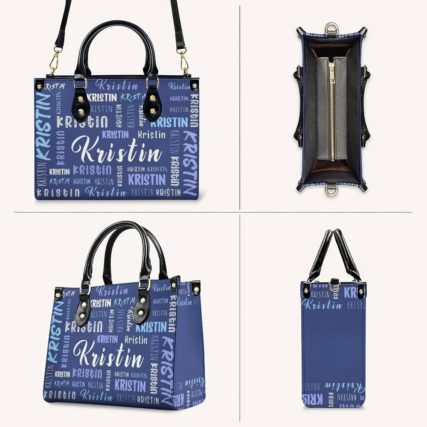 Custom Handbag for Women - Leather Tote Bag with Name, Photo for Mom, Teacher - Fashion Gifts for Birthday, Wedding