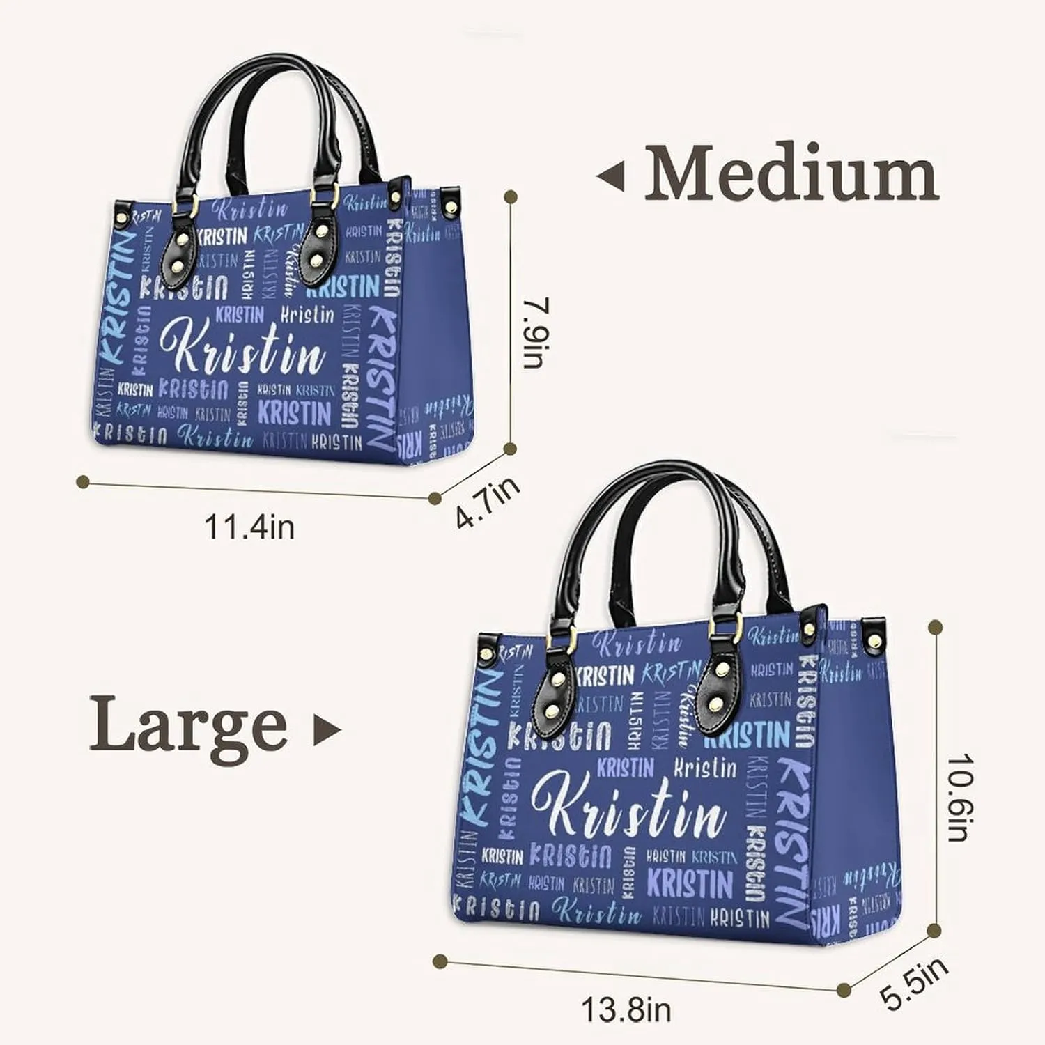 Custom Handbag for Women - Leather Tote Bag with Name, Photo for Mom, Teacher - Fashion Gifts for Birthday, Wedding
