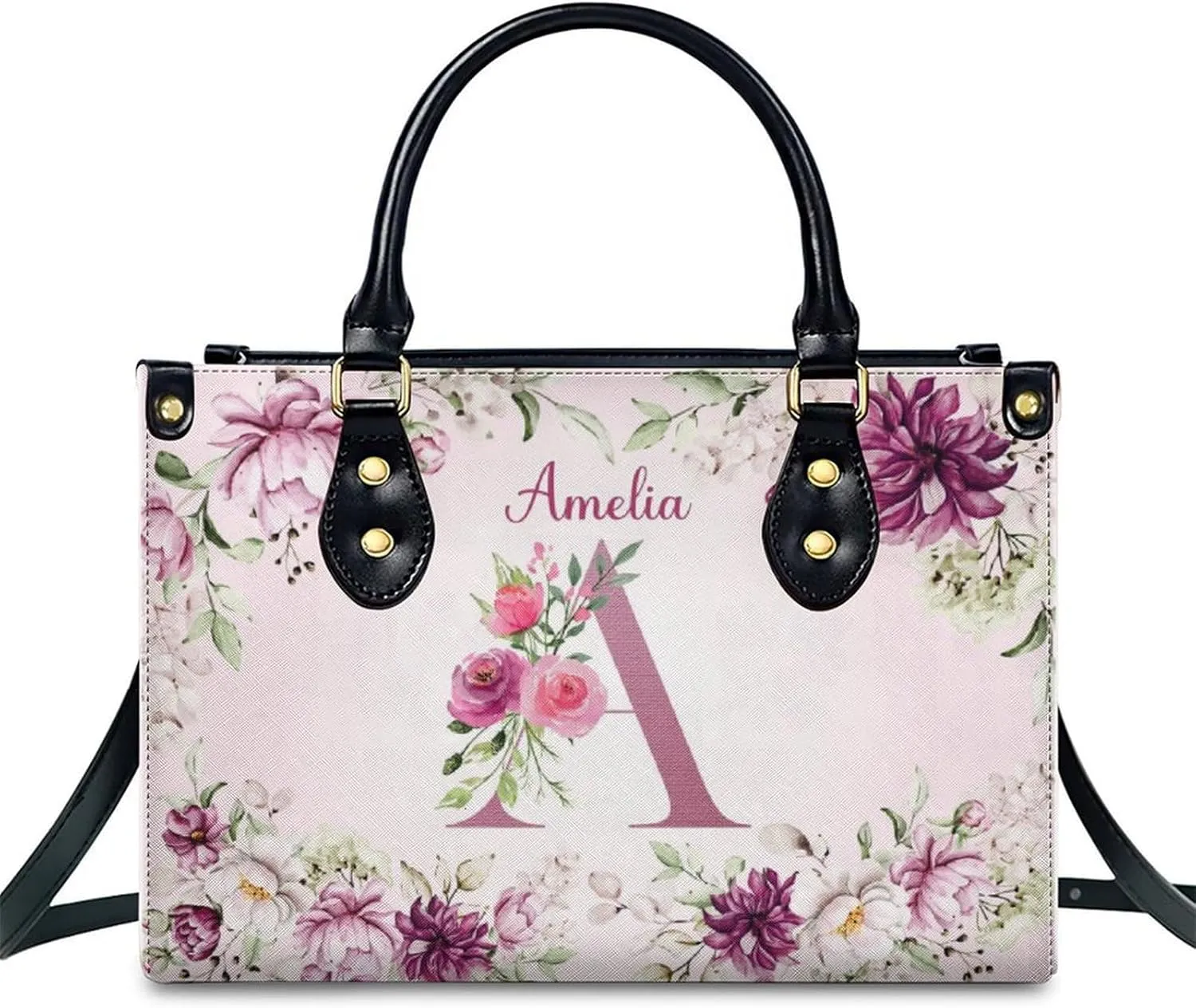 Custom Handbag for Women - Leather Tote Bag with Name, Photo for Mom, Teacher - Fashion Gifts for Birthday, Wedding
