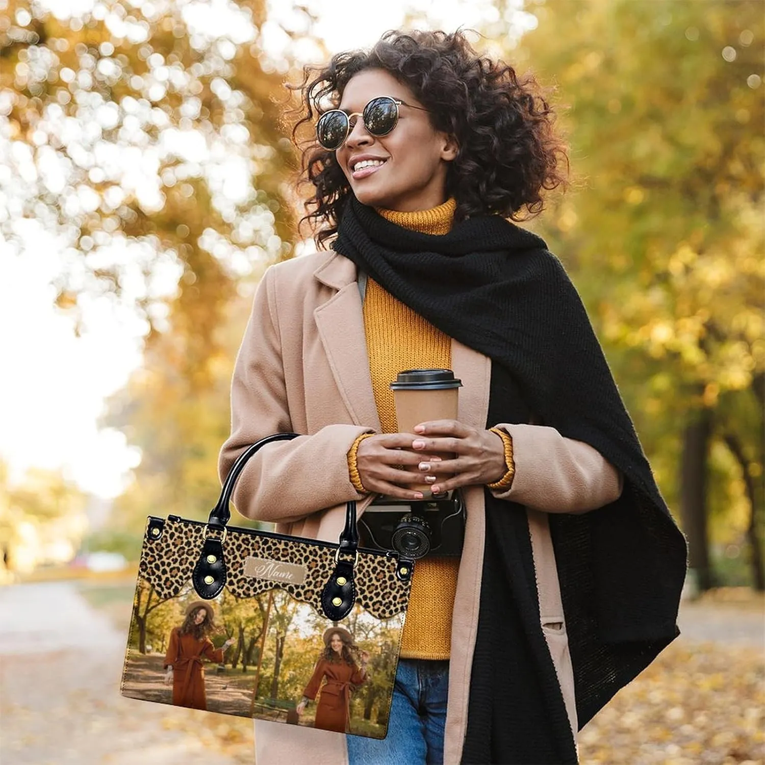 Custom Handbag for Women - Leather Tote Bag with Name, Photo for Mom, Teacher - Fashion Gifts for Birthday, Wedding