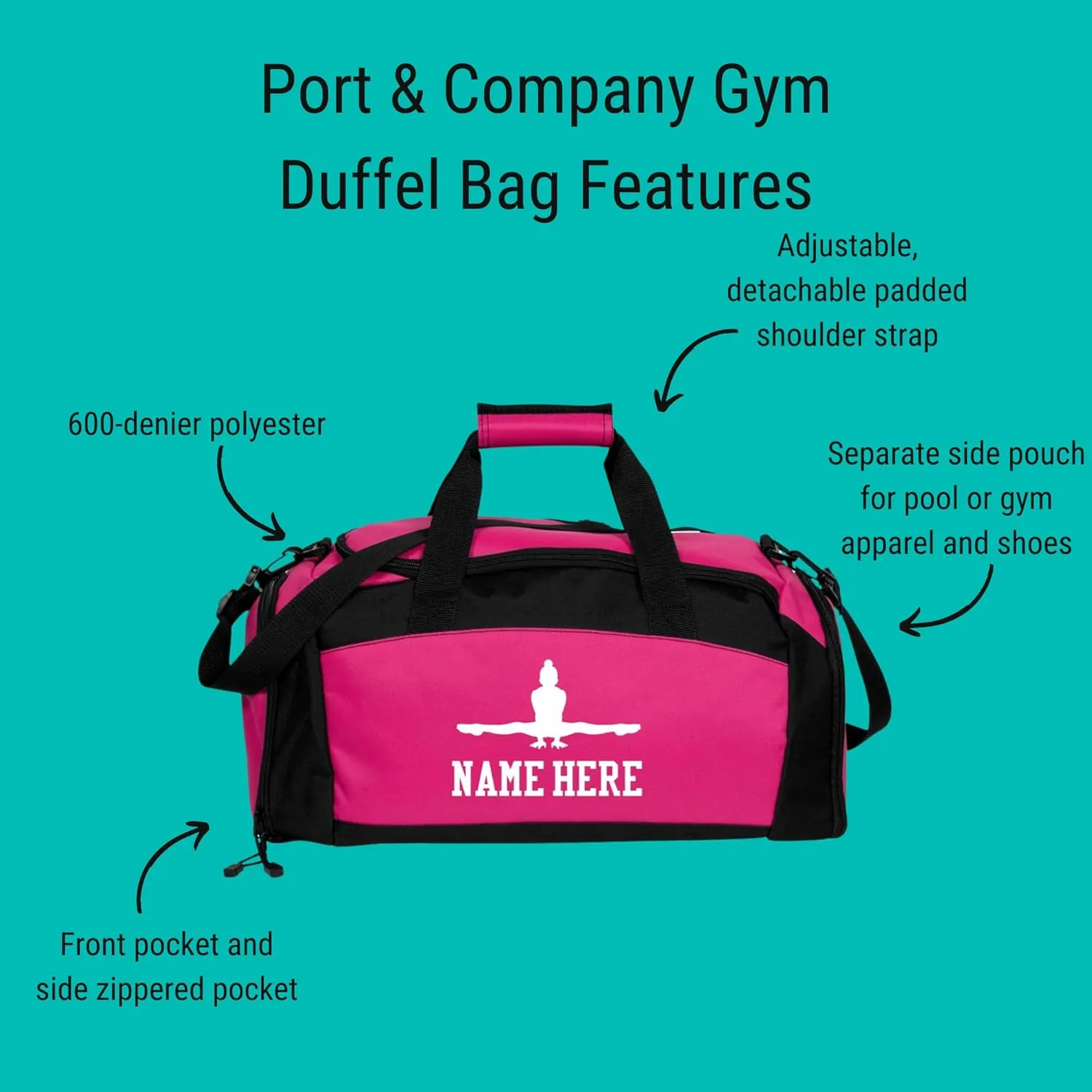 CUSTOMIZED GIRL Gym Duffel Bag Gymnastics Bag - Custom Name Gymnastics Bags Duffel Bag Gym - Personalized Gymnastics Duffel Bag for Kids Ideal for Practice and Competitions