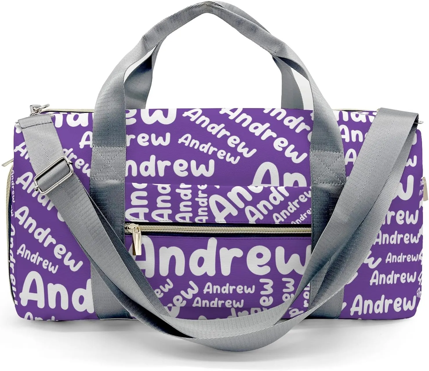 Customized Travel Duffel Bag with Name Weekender Overnight Bags Dark Purple Personalized Sports Gym Bag Waterproof Luggage Bag for Women