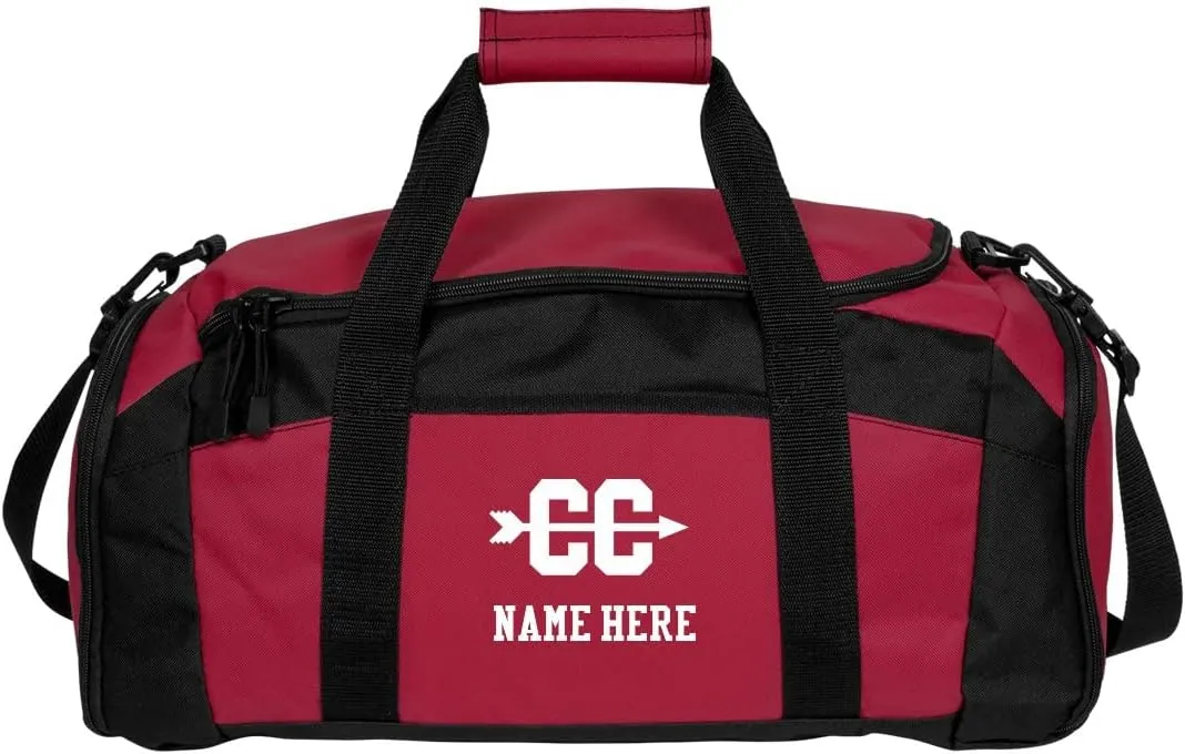 CustomizedGirl Cross Country Personalized Duffle Bag - Personalized Travel Bag with Front & Side Zippered Pocket, Custom Duffle Bag Name with Separate Side Pouch, Sports Duffle Bag for Kids & Adults