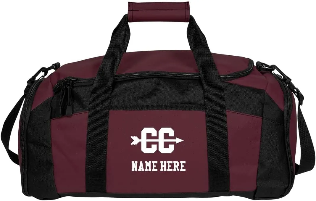 CustomizedGirl Cross Country Personalized Duffle Bag - Personalized Travel Bag with Front & Side Zippered Pocket, Custom Duffle Bag Name with Separate Side Pouch, Sports Duffle Bag for Kids & Adults