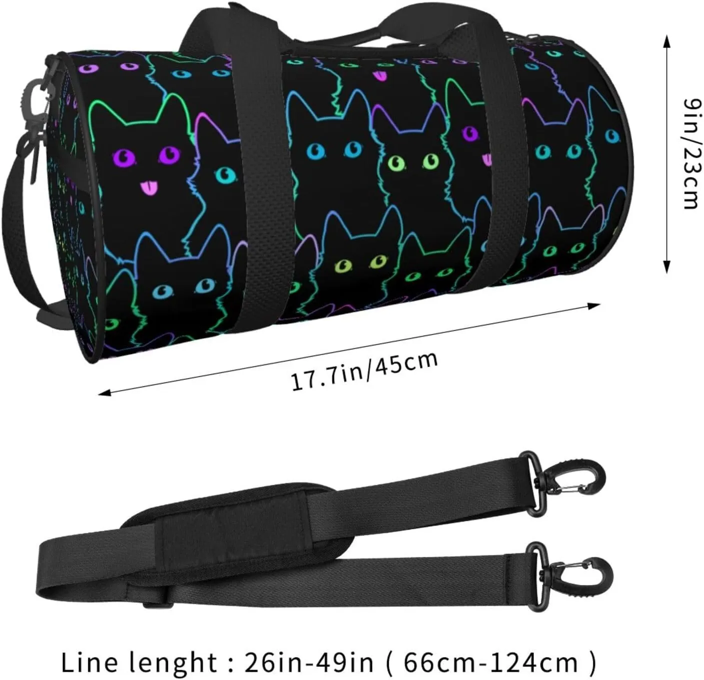 Cute Cats Silhouettes Sports Gym Bag Travel Duffel Bag Shoes Compartment For Men Women Foldable Lightweight Yoga Gym Sports Bag