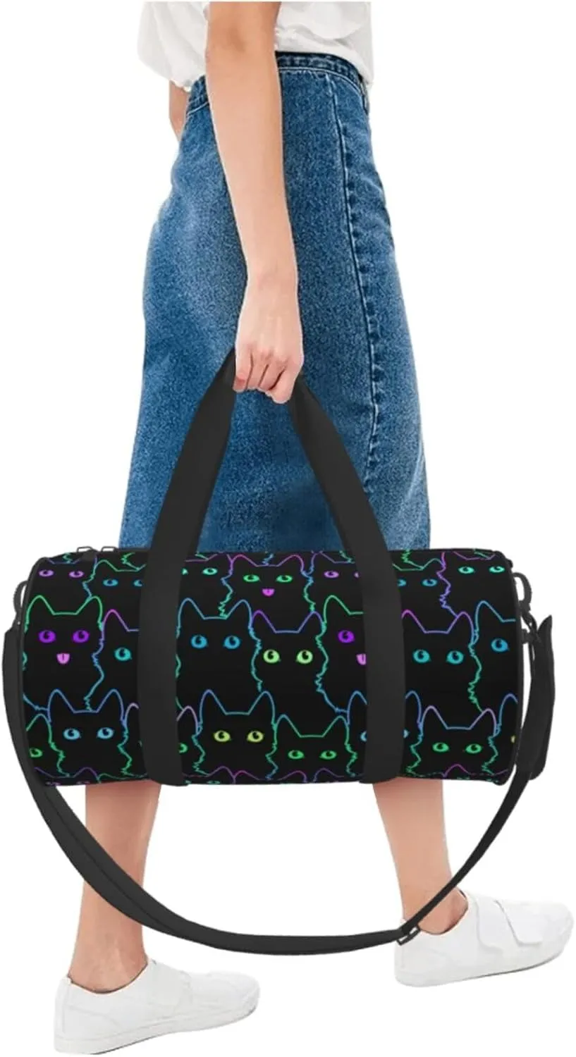 Cute Cats Silhouettes Sports Gym Bag Travel Duffel Bag Shoes Compartment For Men Women Foldable Lightweight Yoga Gym Sports Bag