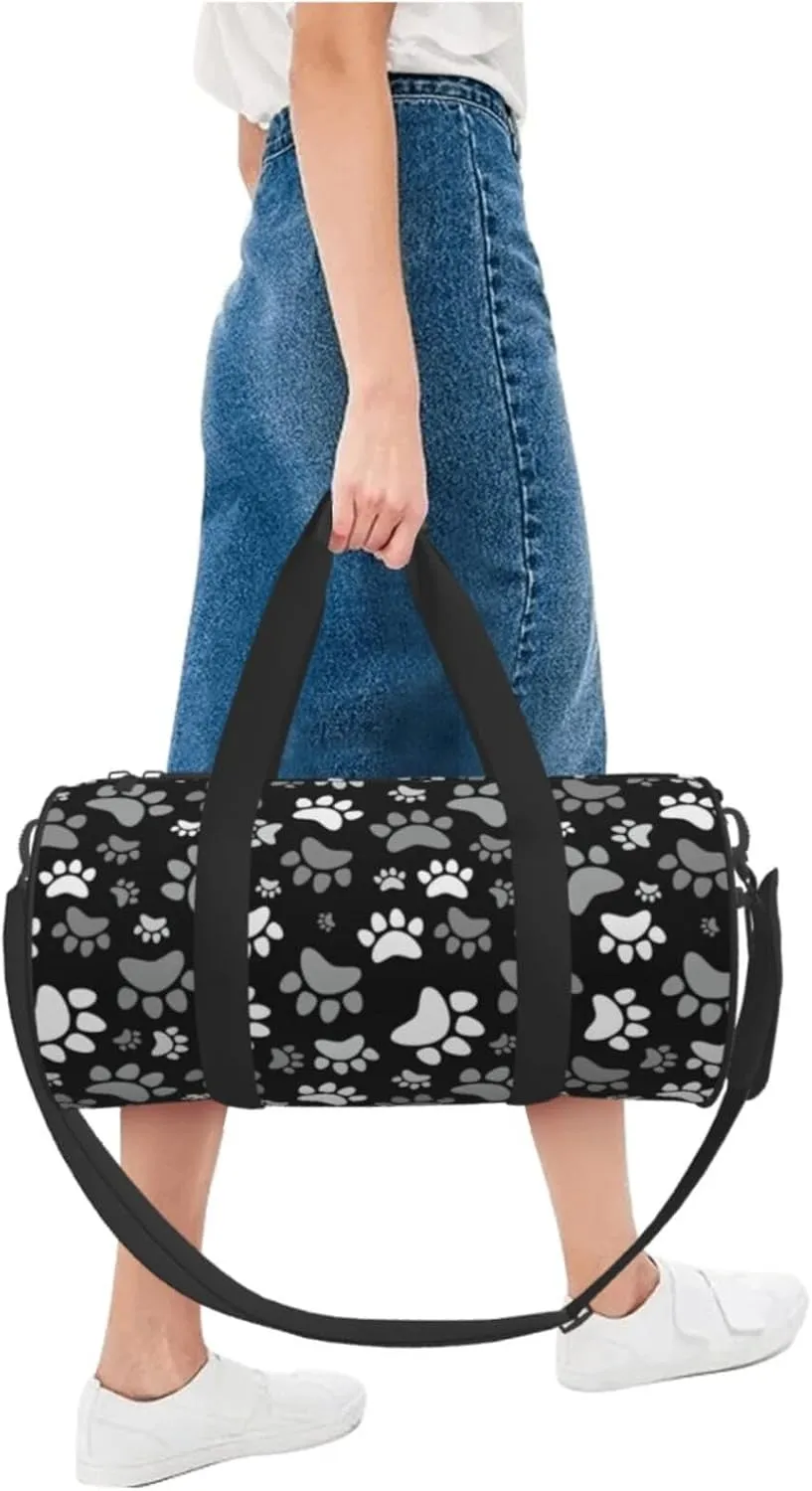 Cute Dogs Paws Sports Gym Bag Travel Duffel Bag Shoes Compartment For Men Women Foldable Lightweight Yoga Gym Sports Bag