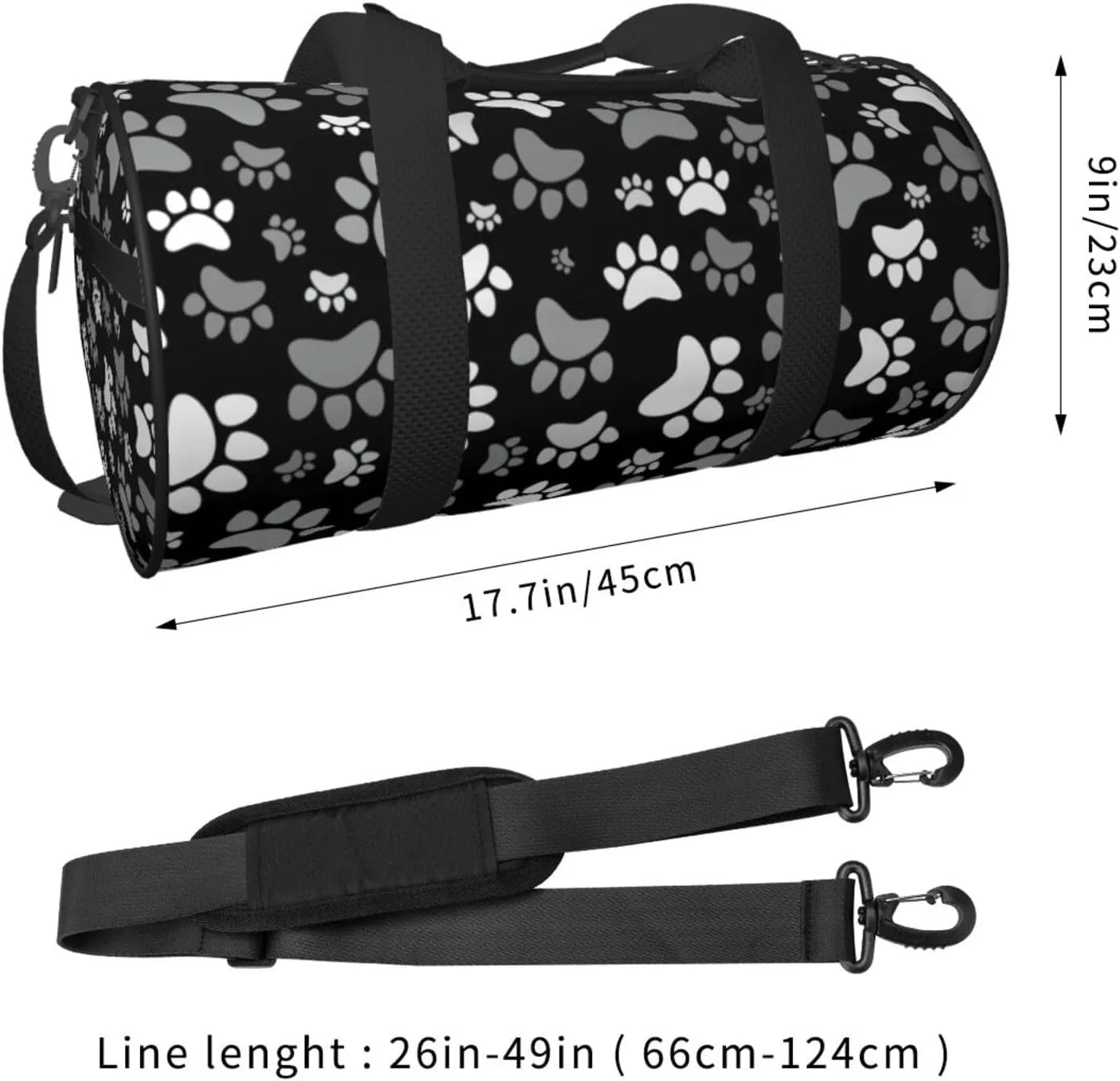 Cute Dogs Paws Sports Gym Bag Travel Duffel Bag Shoes Compartment For Men Women Foldable Lightweight Yoga Gym Sports Bag