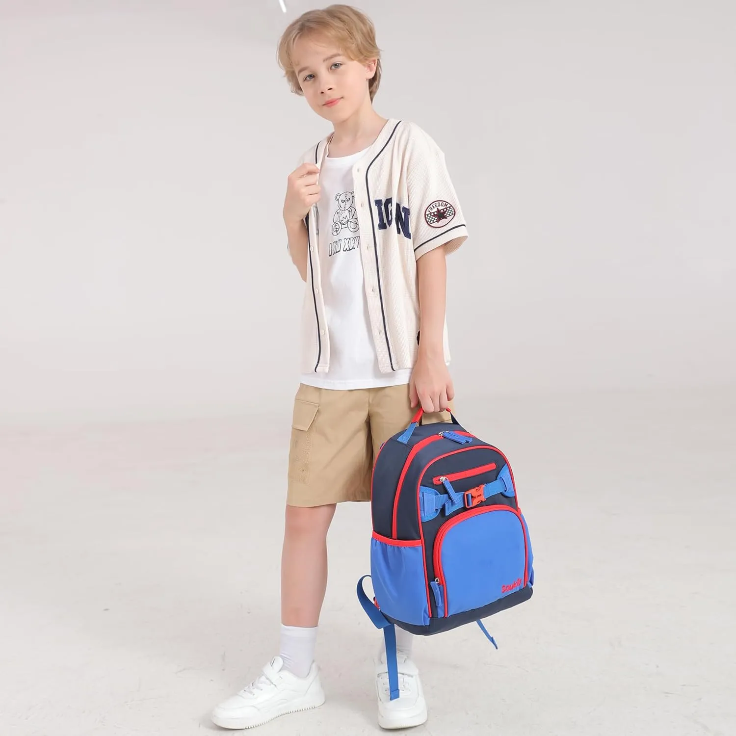 Cute Kids Backpack for Boys Kindergarten Lightweight Bookbag for School Kid 4-6 (Navy Blue Black)