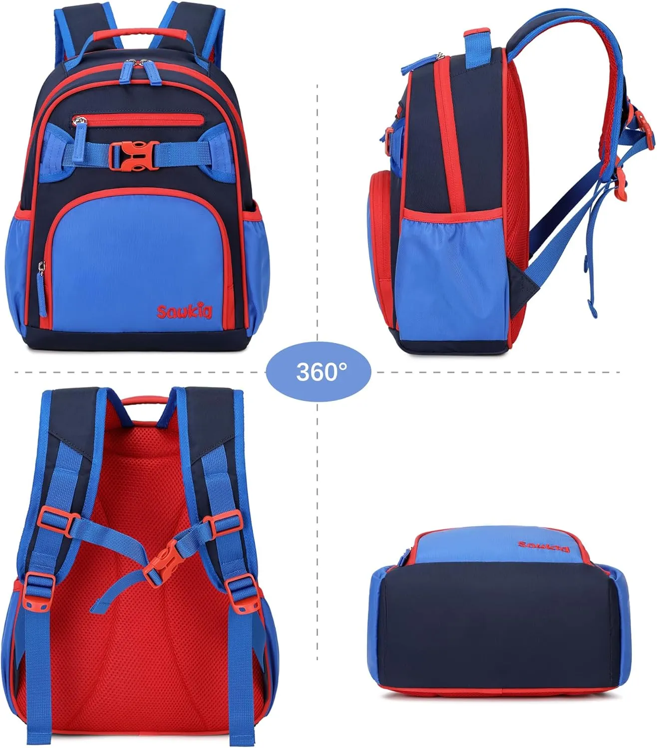 Cute Kids Backpack for Boys Kindergarten Lightweight Bookbag for School Kid 4-6 (Navy Blue Black)