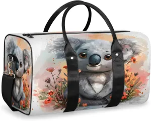 Cute Koala Travel Duffle Bag, Sports Gym Bags for Women Men, Carry On Weekender Overnight Workout Airplane Trips Bag