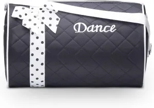 Dance Duffle Bag for Girls, Kids Travel Bag with Adjustable Carry On and Handy Pouch, Dance Accessories For Girls (Black/White)