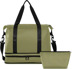 Dark Green Gym Bag for Women Men Travel Duffel Bag with Shoe Compartment Carry On Weekender Overnight Bags for Hospital Gym Travel