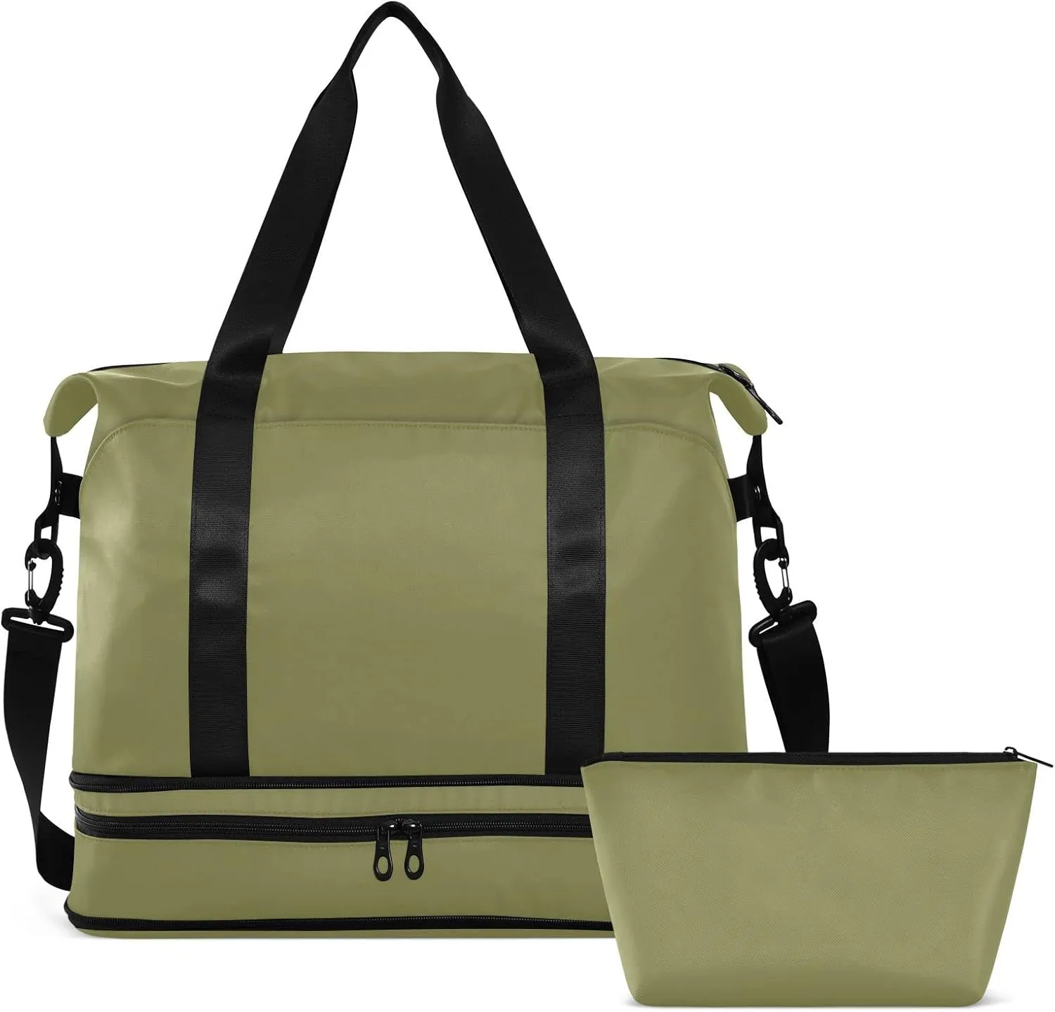Dark Green Gym Bag for Women Men Travel Duffel Bag with Shoe Compartment Carry On Weekender Overnight Bags for Hospital Gym Travel