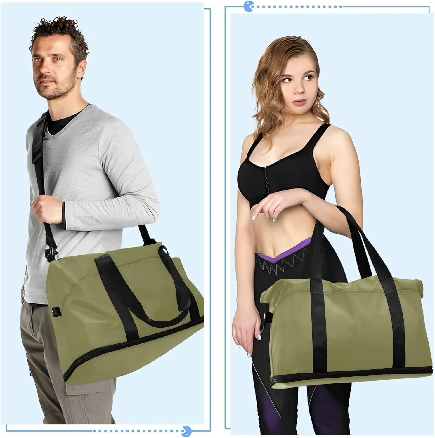 Dark Green Gym Bag for Women Men Travel Duffel Bag with Shoe Compartment Carry On Weekender Overnight Bags for Hospital Gym Travel